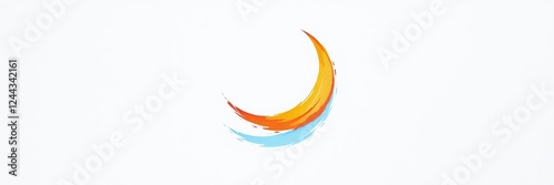 Free Download Lunar Brushstrokes: Ethereal Crescent on Textured Canvas - GFXLoad