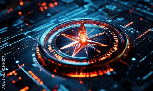 Wallpaper Mural Radiant compass glowing on a high-tech surface with dynamic directional lights, evoking a sense of discovery. Torontodigital.ca