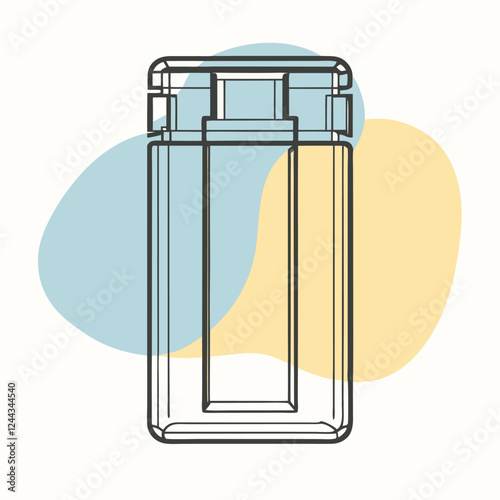 black and white line art of a transparent disposable lighter,  