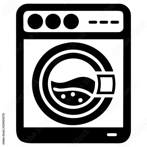 Simple icon of a household washing machine in a modern design