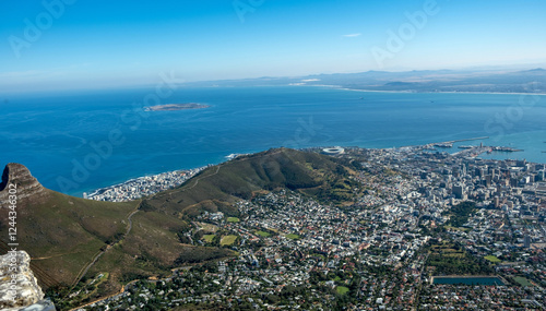 Cape town city aerial view from Table mountain cableway station.