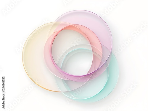 Minimalist logo with overlapping transparent circles in soft pastel tones on white background