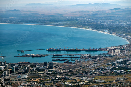 Cape town city aerial view from Table mountain cableway station.