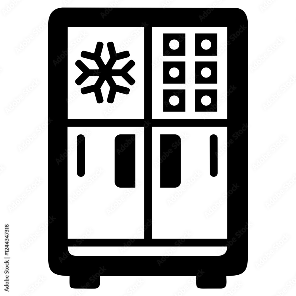 Simple icon of a household refrigerator representing cooling and storage functionality Simple icon of a household refrigerator representing cooling and storage functionality