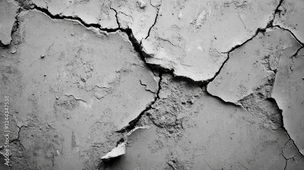 Obraz premium Cracked cement wall texture with rough and raw surface detail ideal for industrial and grunge-inspired project
