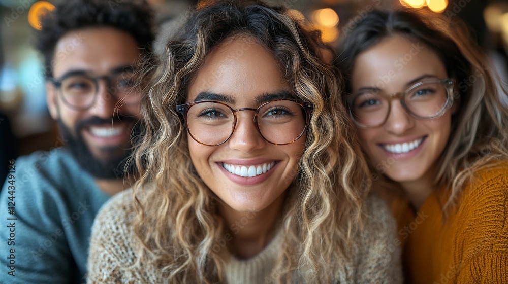 Happy friends smiling cafe selfie, bokeh background, friendship Happy friends smiling cafe selfie, bokeh background, friendship