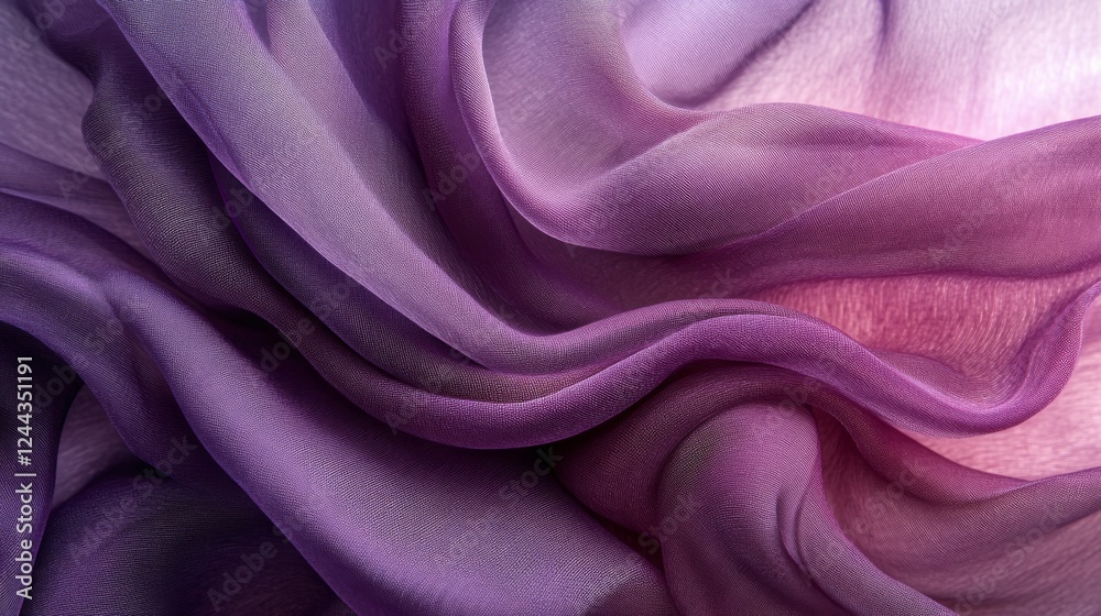 Fototapeta premium Elegant draped fabric background in shades of purple and pink, perfect for fashion design and luxurious textile presentations or as a versatile backdrop for creative project