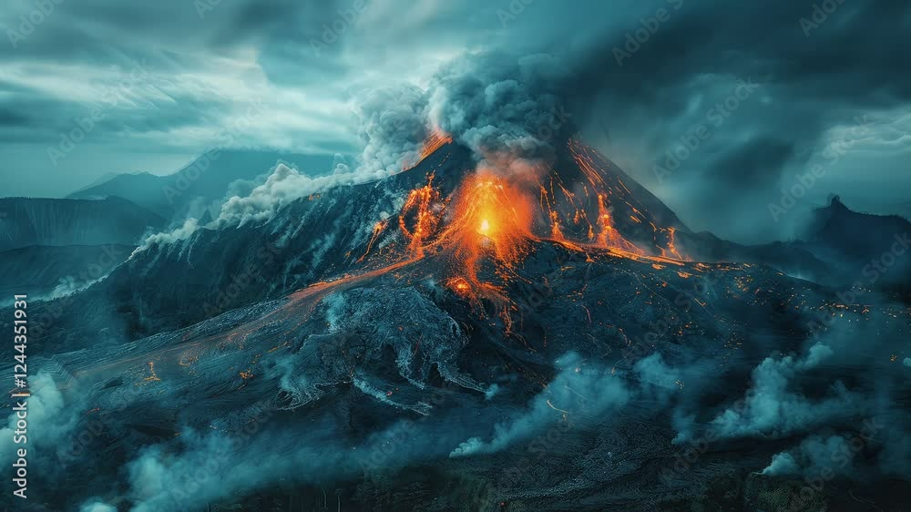 Volcano Eruption in Action