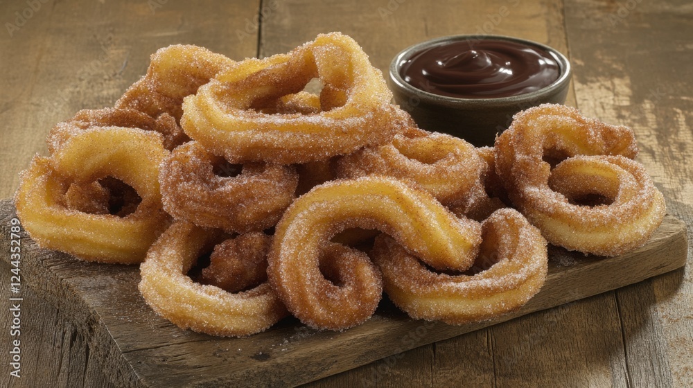Scrumptious Fried Pastries with Chocolate Sauce: A Sweet Treat Scrumptious Fried Pastries with Chocolate Sauce: A Sweet Treat
