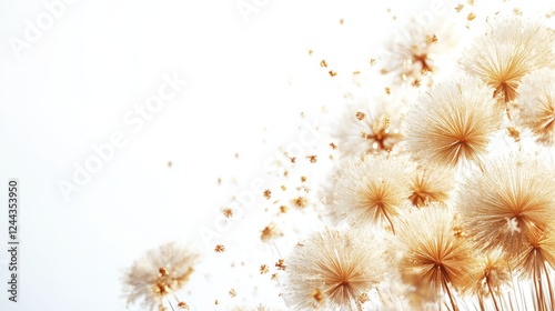 Dandelion seeds blowing in the wind