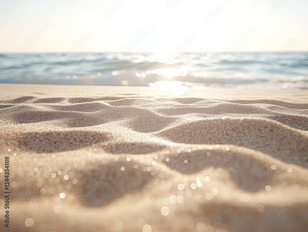 Close-up of sandy beach with ocean waves Close-up of sandy beach with ocean waves