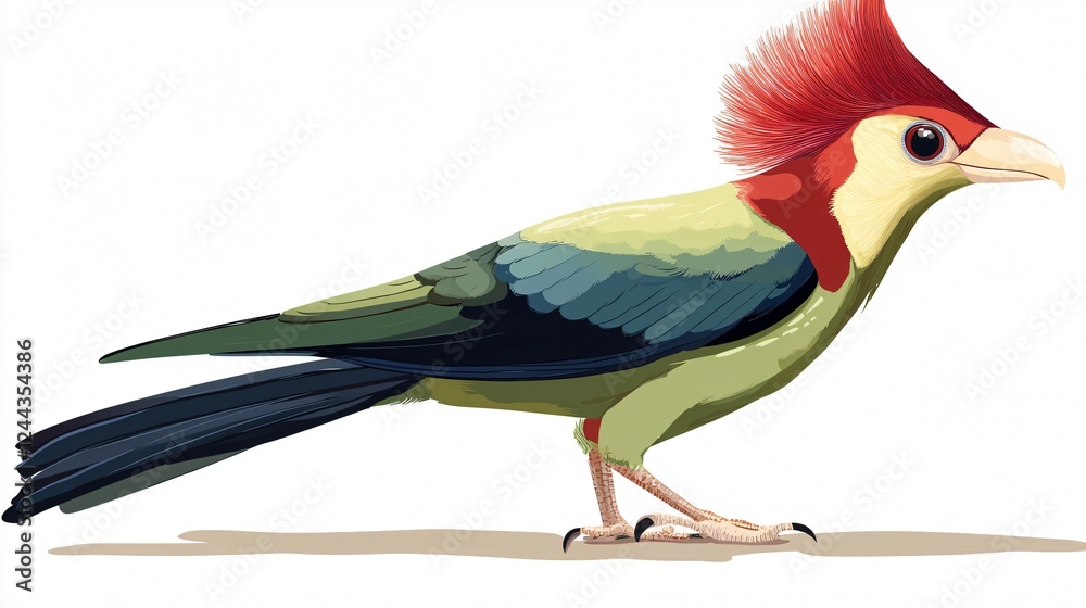 Fototapeta premium Red-Crested Turaco Colorful Bird Flat Vector Illustration