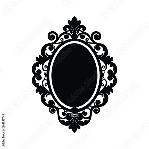 Intricate Ornate Frame Vector - Vintage Victorian Border, Decorative Oval, Floral Filigree, Classic Elegant Design