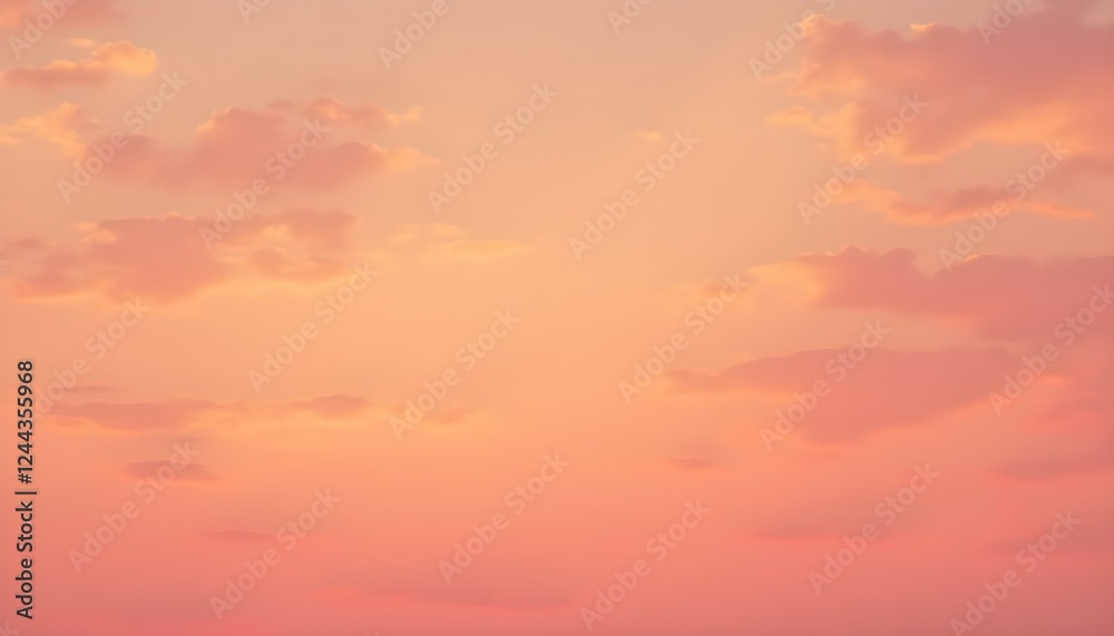 Obraz premium Un cielo lleno de nubes en varios tonos de naranja y rosa, creando una atmósfera cálida y vibrante. Las nubes tienen una apariencia suave y texturizada