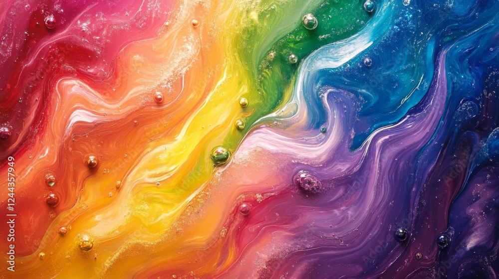 Colorful swirling rainbow liquid pattern with vibrant abstract textures for modern and dynamic artistic usage Colorful swirling rainbow liquid pattern with vibrant abstract textures for modern and dynamic artistic usage