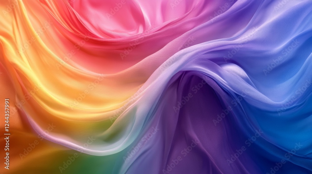 Gradient rainbow fabric texture with smooth flowing wave design for elegant artistic and vibrant background usage Gradient rainbow fabric texture with smooth flowing wave design for elegant artistic and vibrant background usage
