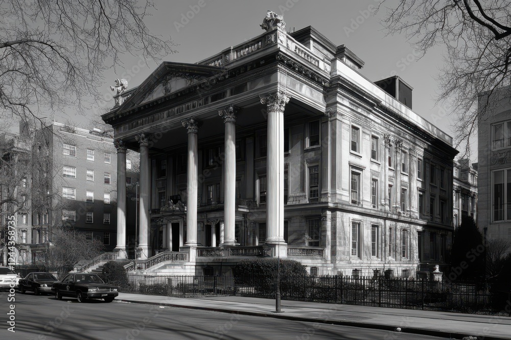 Obraz premium Grand Classical Building in Black and White