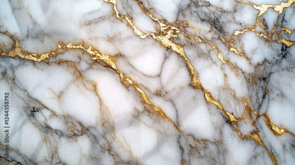 Fototapeta premium Luxurious white marble with intricate gold vein patterns for modern and elegant interior design, decor inspiration, or abstract art element