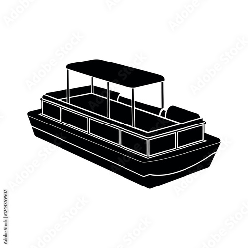 Modern Pontoon Boat Silhouette Vector Illustrations for Designers