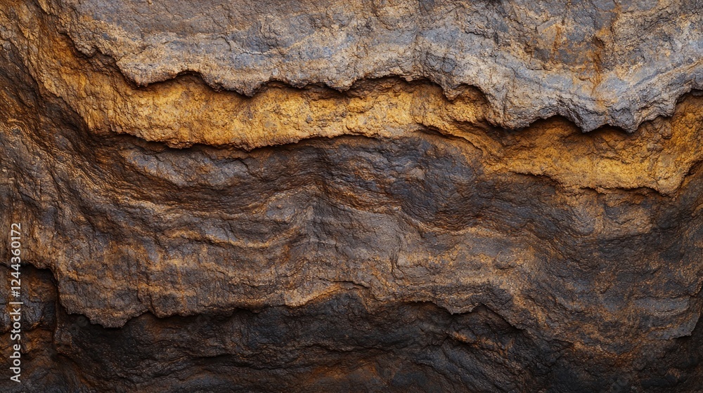 Layers of Textured Rock Formations in Natural Cave Environment Layers of Textured Rock Formations in Natural Cave Environment