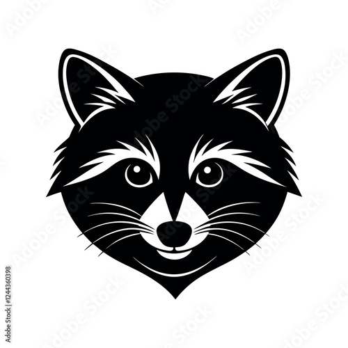 Detailed Raccoon Head Silhouette Vector for Creative Use