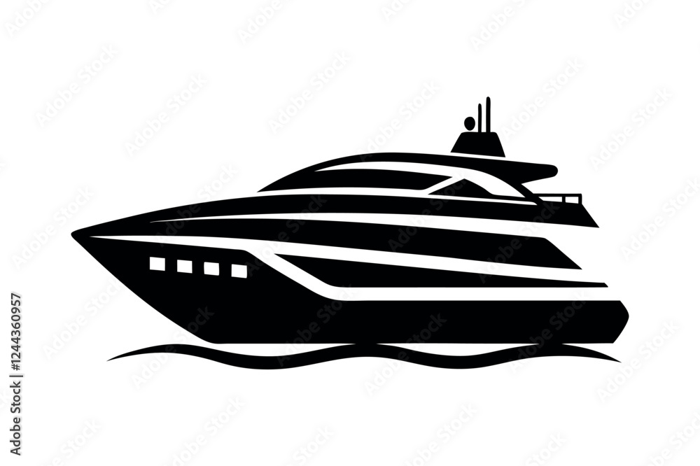 Professional Superyacht Silhouette Vector Illustrations for Creatives Professional Superyacht Silhouette Vector Illustrations for Creatives