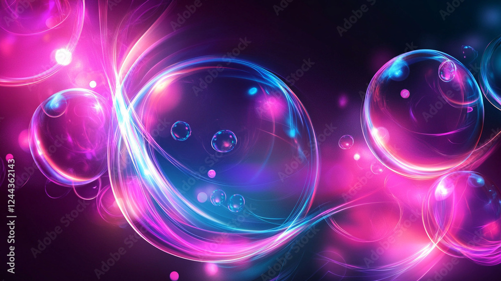 Vibrant abstract digital artwork with glowing neon pink and blue swirling lights floating against a dark cosmic background, creating an ethereal futuristic aesthetic Vibrant abstract digital artwork with glowing neon pink and blue swirling lights floating against a dark cosmic background, creating an ethereal futuristic aesthetic