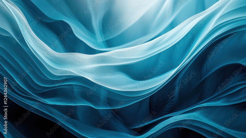 Obraz premium Abstract Teal and White Fabric Waves: A Serene and Elegant Visual