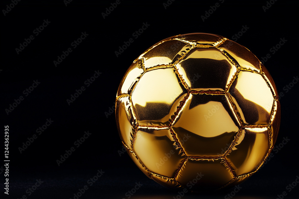 Naklejka premium Gold soccer ball isolated on a black background