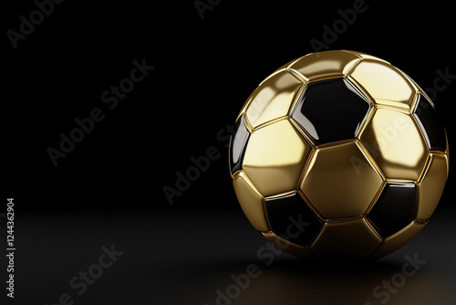 Gold soccer ball isolated on a black background photo