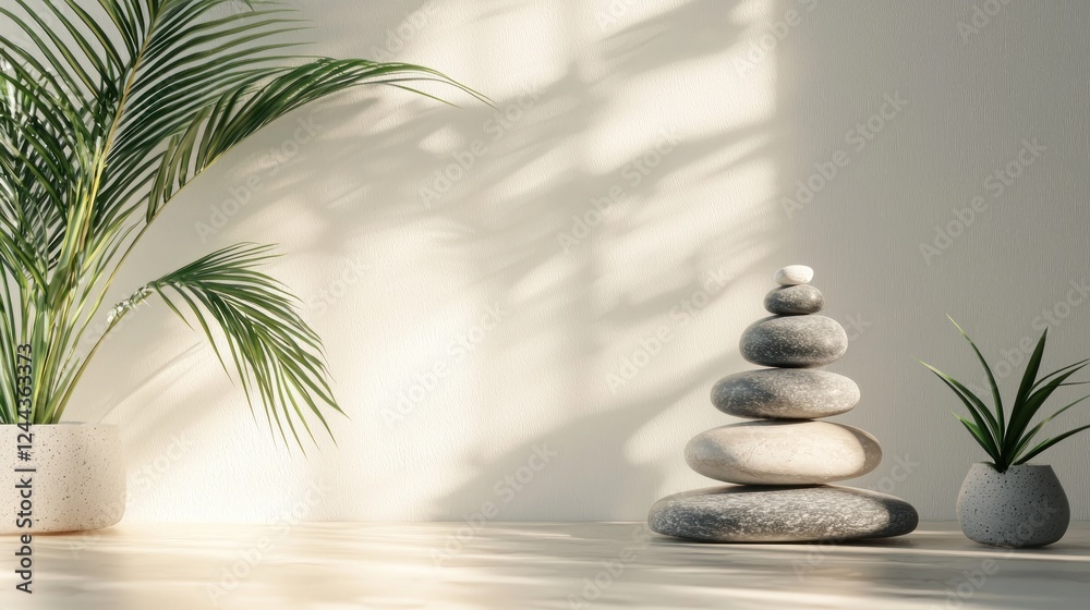 Zen Stones and Plants: Serenity and Balance in Minimalist Setting Zen Stones and Plants: Serenity and Balance in Minimalist Setting