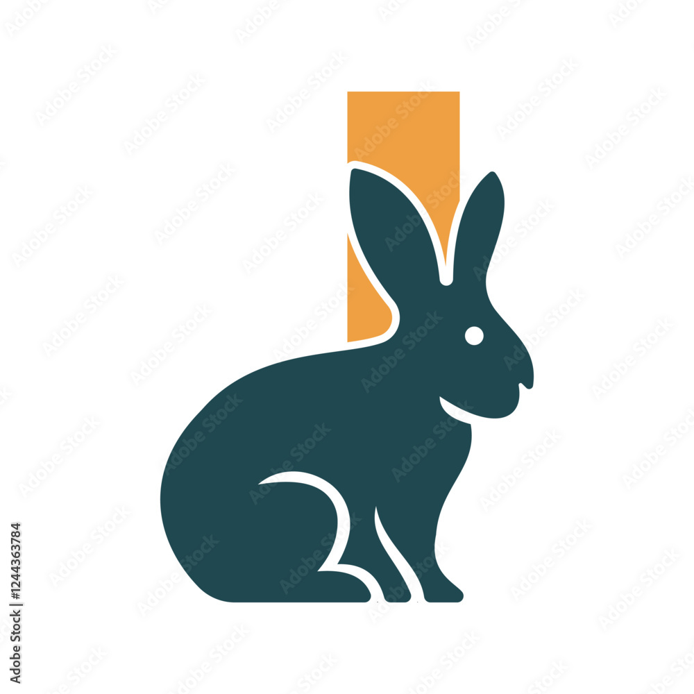 Obraz premium Initial Rabbit Logo Combine With Letter I Vector Template