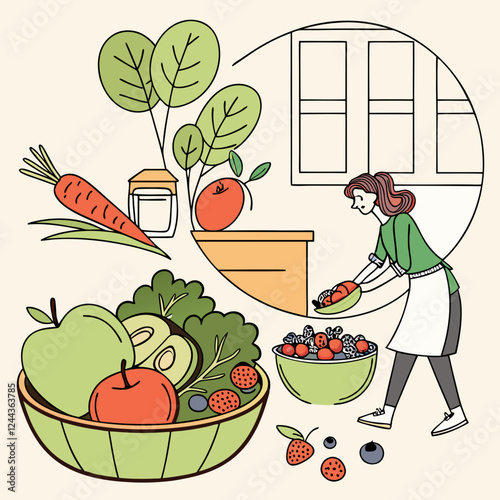 Healthy Lifestyle with Fresh Fruits and Vegetables