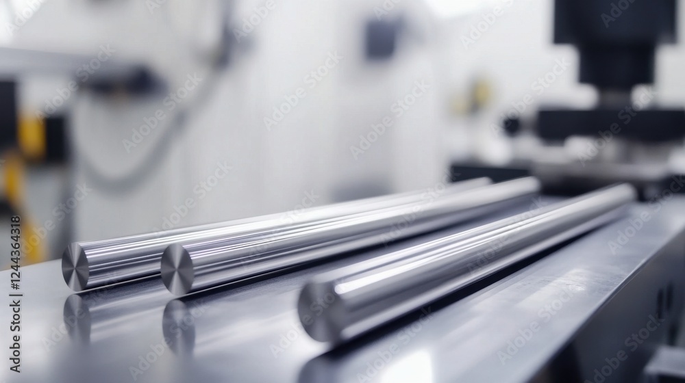 Precision Metal Rods in Industrial Setting Precision Metal Rods in Industrial Setting