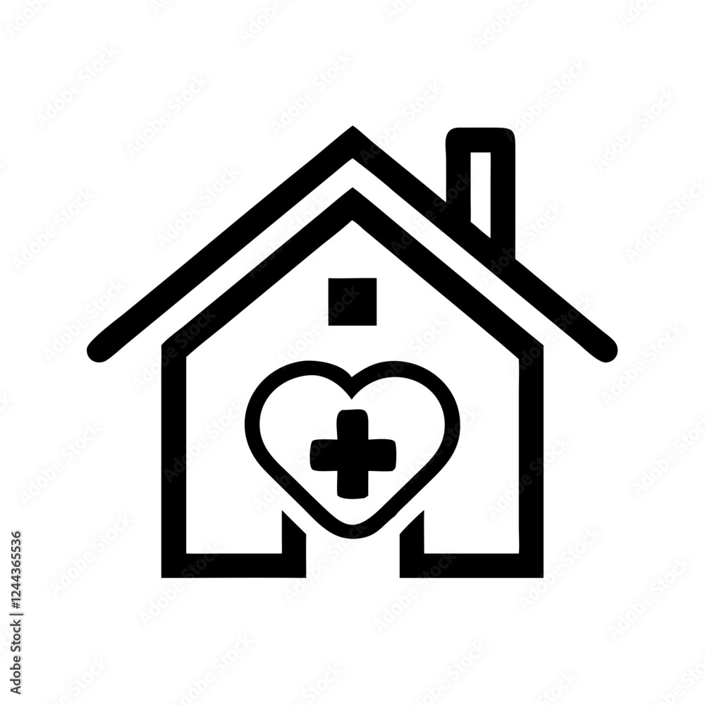 Home with heart symbol representing care and health Home with heart symbol representing care and health