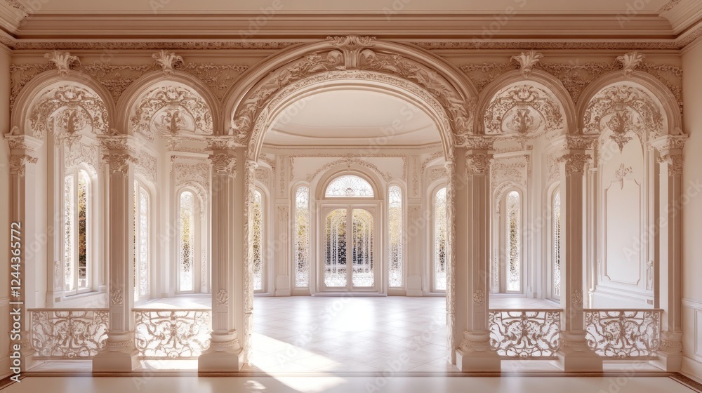 Fototapeta premium Elegant and Grand Interior of a Luxury Historical Ballroom Space