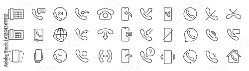 Phone, call icons set. Telephone, mobile support symbols collection. Vector icons