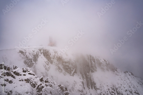 Fototapeta Naklejka Na Ścianę i Meble -  Winter Śnieżne Kotły in thick fog, Karkonosze Mountains, Poland.