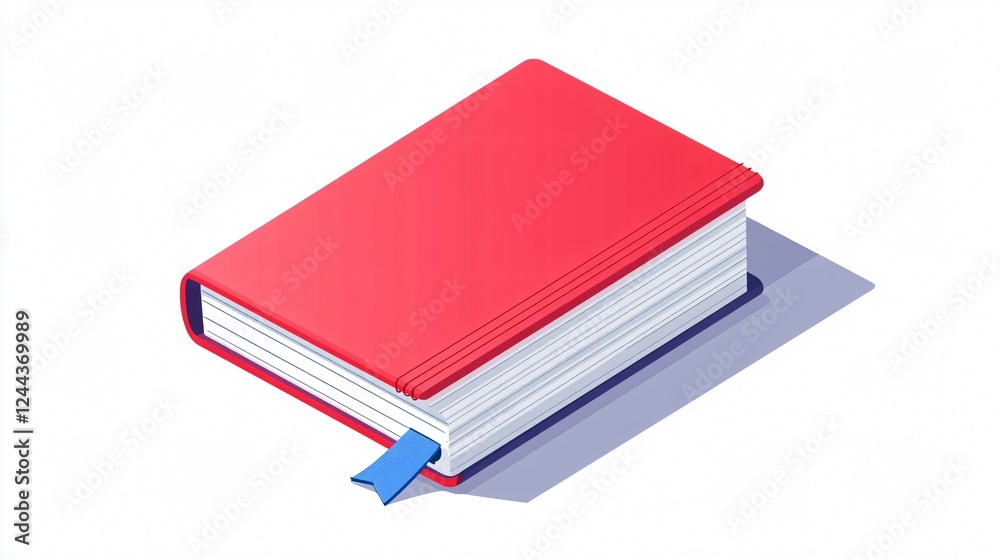 Spiral-Bound Notebook with a Red and Blue Pen on White Background - Isometric Perspective Spiral-Bound Notebook with a Red and Blue Pen on White Background - Isometric Perspective