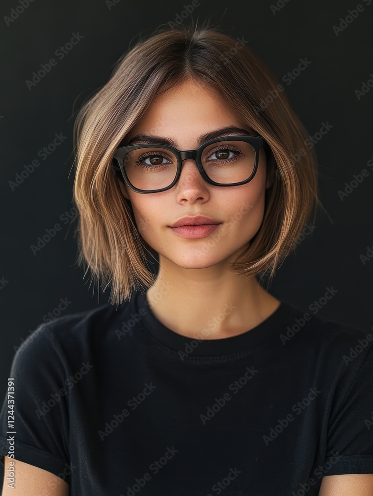 Obraz premium Portrait of a Young Woman with Glasses