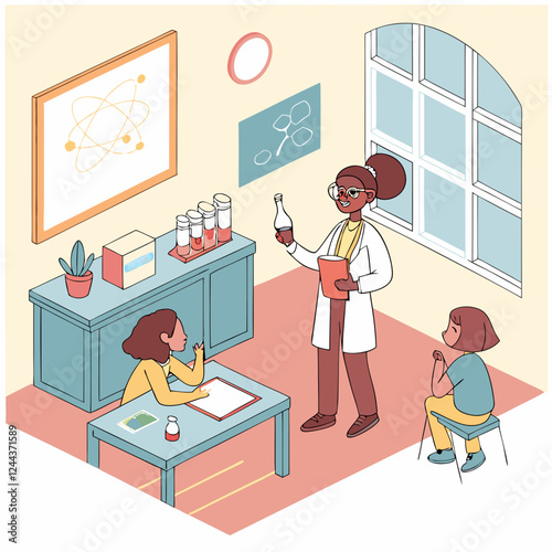 Teacher Explaining Science Experiment to Students
