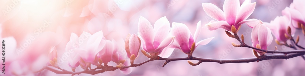 Fototapeta premium pink magnolia tree closeup