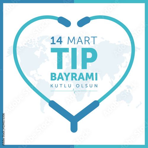 14 mart tip bayrami kutlu olsun
14 march happy medical day, turkish national medical day concept design vector illustration