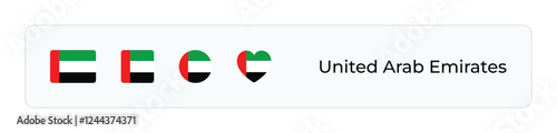 Minimalist United Arab Emirates Flag Icons. Rectangular, Square, Circular, Heart Designs for UI-UX, Web and Print
