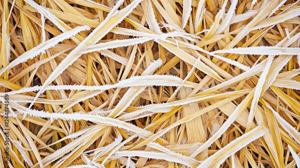 Frosted Grass and Straw in Natural Winter Landscape Background Frosted Grass and Straw in Natural Winter Landscape Background