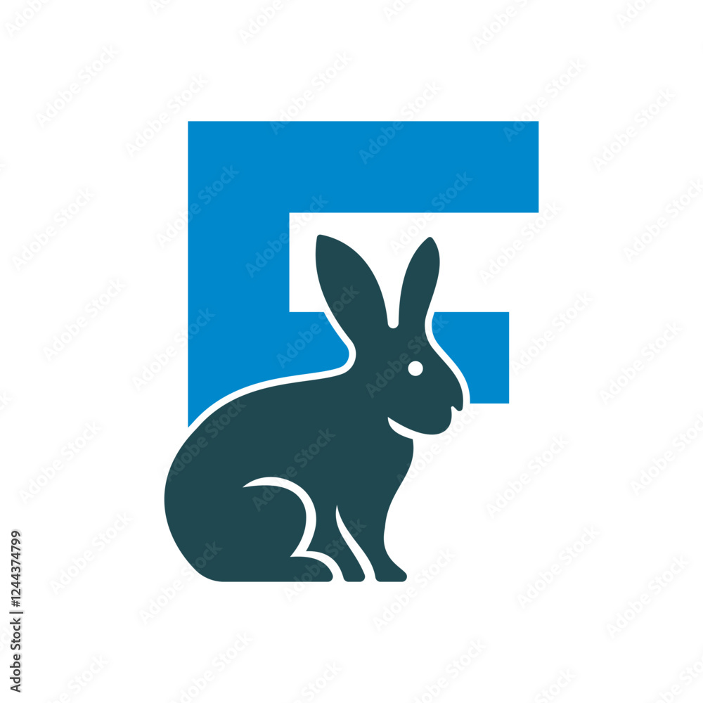 Initial Rabbit Logo Combine With Letter F Vector Template Initial Rabbit Logo Combine With Letter F Vector Template