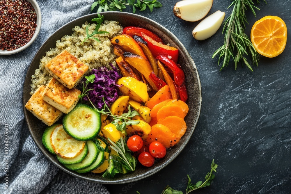 Quinoa salad with roasted tofu and grilled veggies Quinoa salad with roasted tofu and grilled veggies