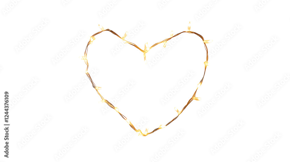 A heart-shaped arrangement of lights on a wall, isolated on white background in HD A heart-shaped arrangement of lights on a wall, isolated on white background in HD