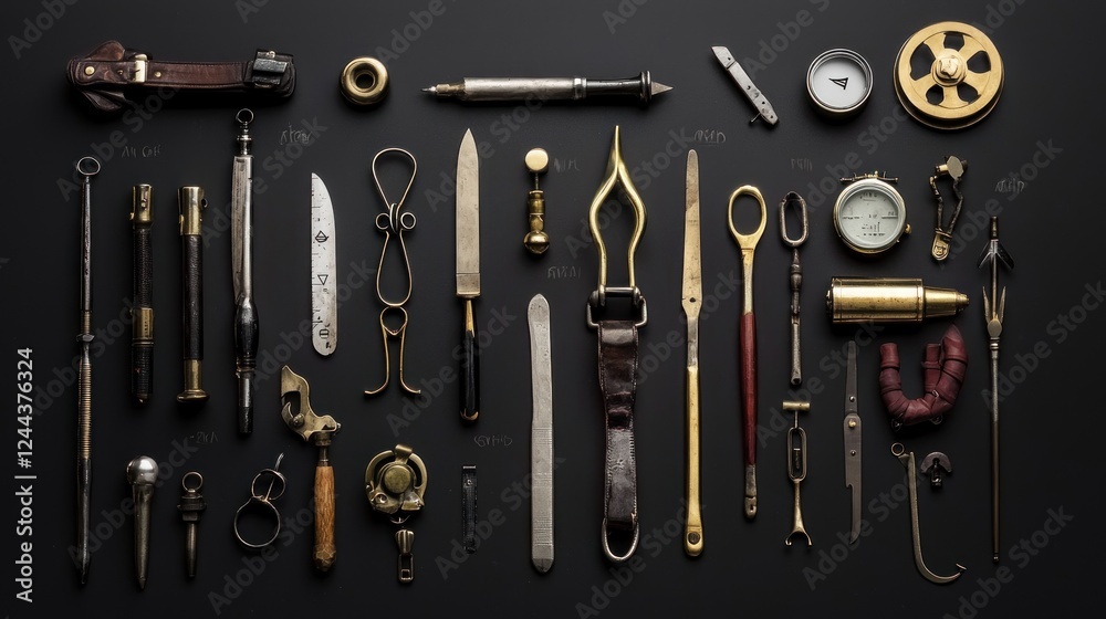 Obraz premium Antique Tools Collection: A Still Life of Vintage Instruments