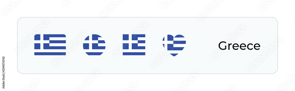 Minimalist Greece Flag Icons. Rectangular, Square, Circular, Heart Designs for UI-UX, Web and Print Minimalist Greece Flag Icons. Rectangular, Square, Circular, Heart Designs for UI-UX, Web and Print